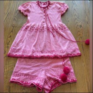 Victoria's Secret Vintage NWT Very Rare POUT  Pink Fair Isle Sweater Sleep Set M